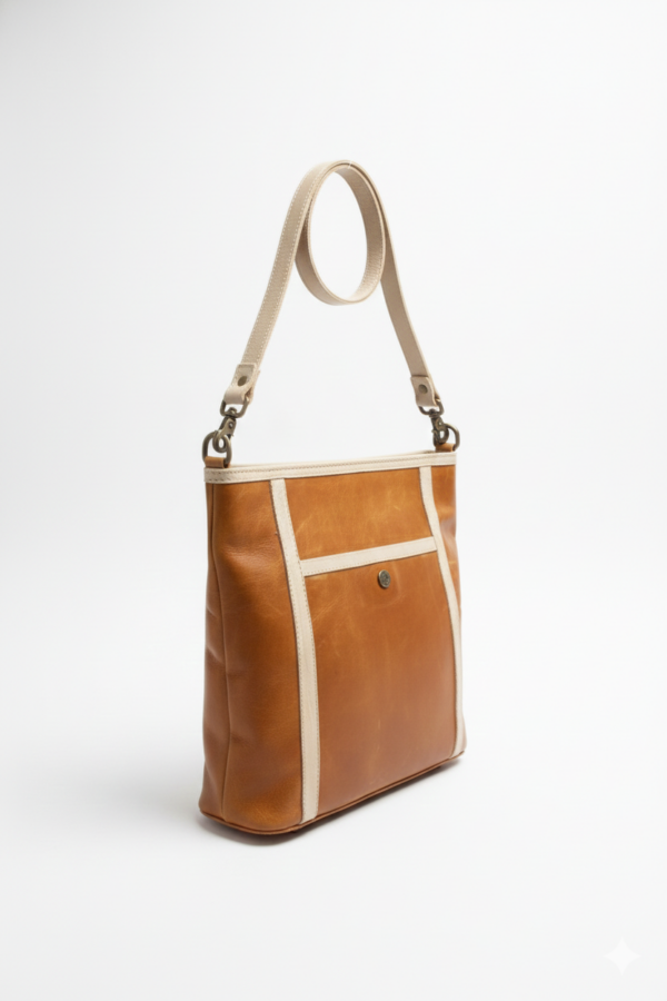 Casablanca genuine leather tote and crossbody bag with visible decorative stitching details shown on a white background.