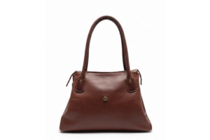 3-leatherheads-product-barcelona The Barcelona dark brown genuine leather handbag with sturdy top handles on a white background.